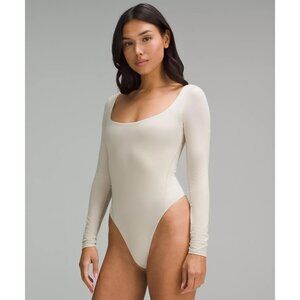 LULULEMON Wundermost Ultra-Soft Nulu Square-Neck Long-Sleeve Bodysuit Sz M NEW